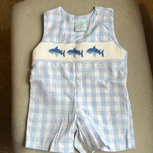 Adorable smocked little boys jumper only wore one time for pictures like new